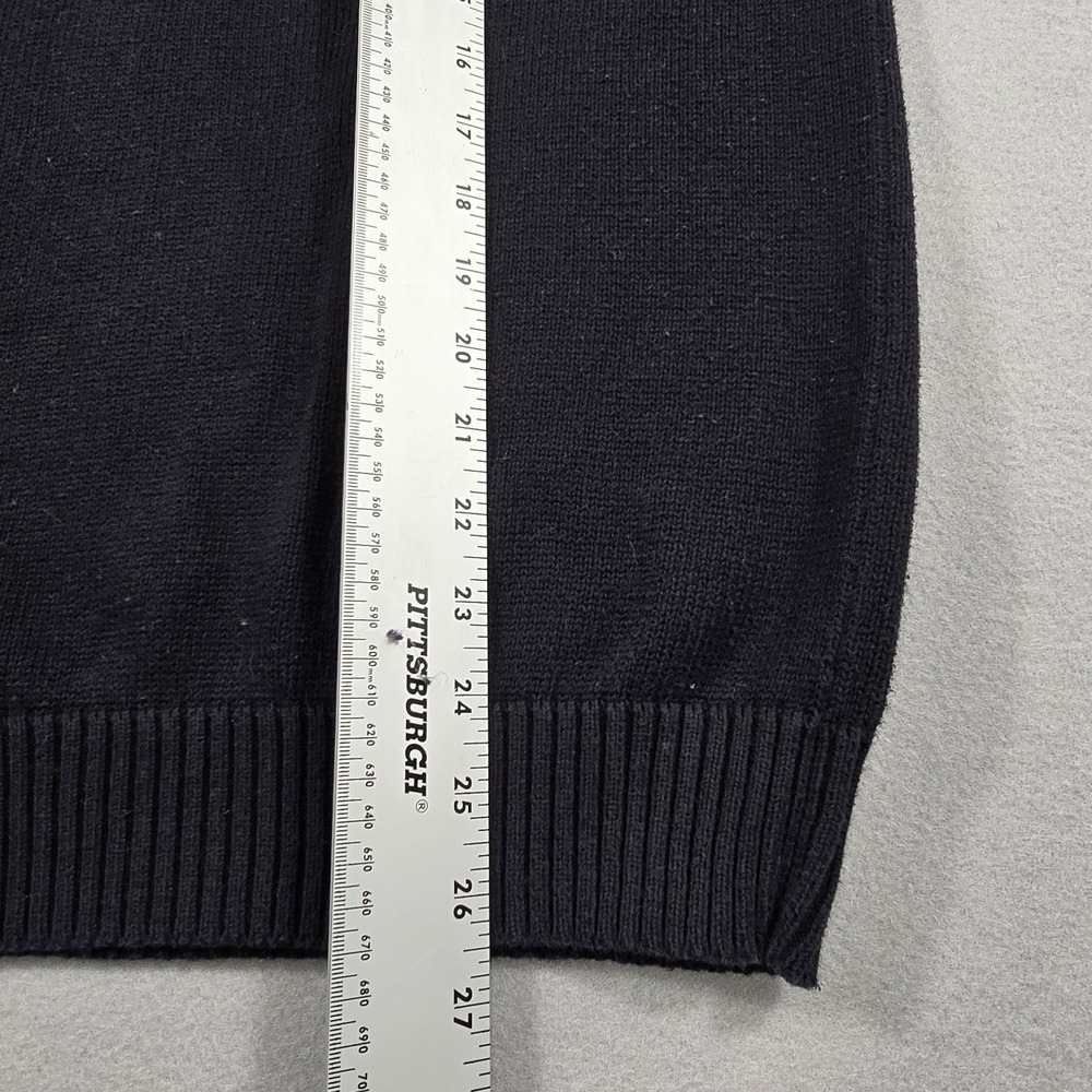 Oscar de la Renta Mens Large Black‎ Sweater Quarter Zip Striped Cotton Mock Neck - Picture 7 of 9